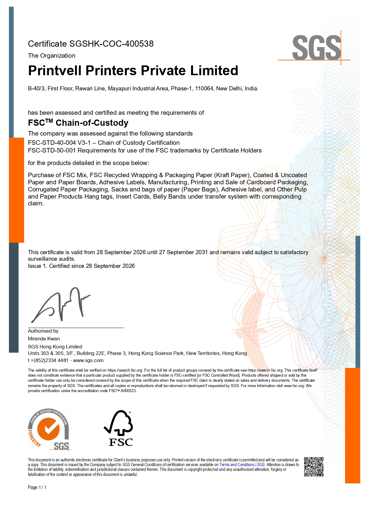 Sustainable World Awards certificate, India's Best Circular Economy Champion